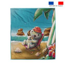 Coupon serviette de plage motif hippopotame plage - Création Stillistic