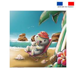 Coupon serviette de plage motif hippopotame plage - Création Stillistic