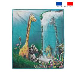 Coupon serviette de plage motif girafe et zèbre jungle - Création Stillistic