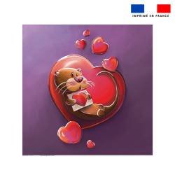 Coupon serviette de plage motif loutre coeur - Création Stillistic