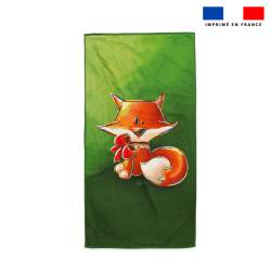 Coupon serviette de plage motif renard noeud rouge - Création Stillistic