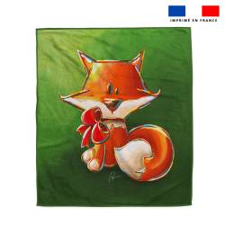 Coupon serviette de plage motif renard noeud rouge - Création Stillistic