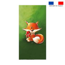 Coupon serviette de plage motif renard noeud rouge - Création Stillistic