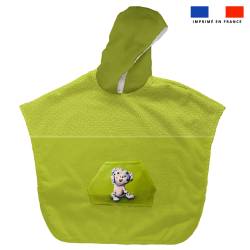 Kit poncho de bain vert motif bébé dalmatien - Création Stillistic