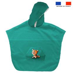 Kit poncho de bain bleu céladon motif bébé guépard - Création Stillistic