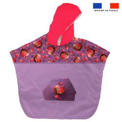 Kit poncho de bain violet motif loutre coeur - Création Stillistic