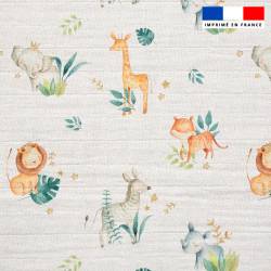 Double gaze blanche motif safari animaux aquarelle