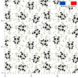 Double gaze blanche motif panda et bambou vert