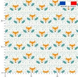 Double gaze blanche motif renard et feuilles