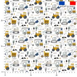 Double gaze blanche motif tracteur