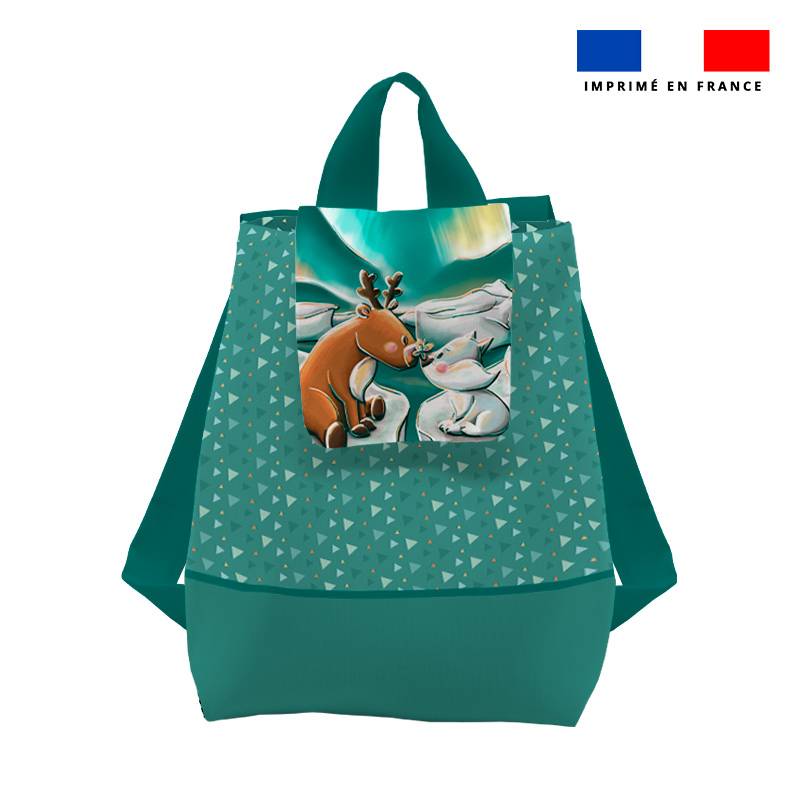 Kit sac à dos enfant motif animaux du froid renne et renard - Création Stillistic