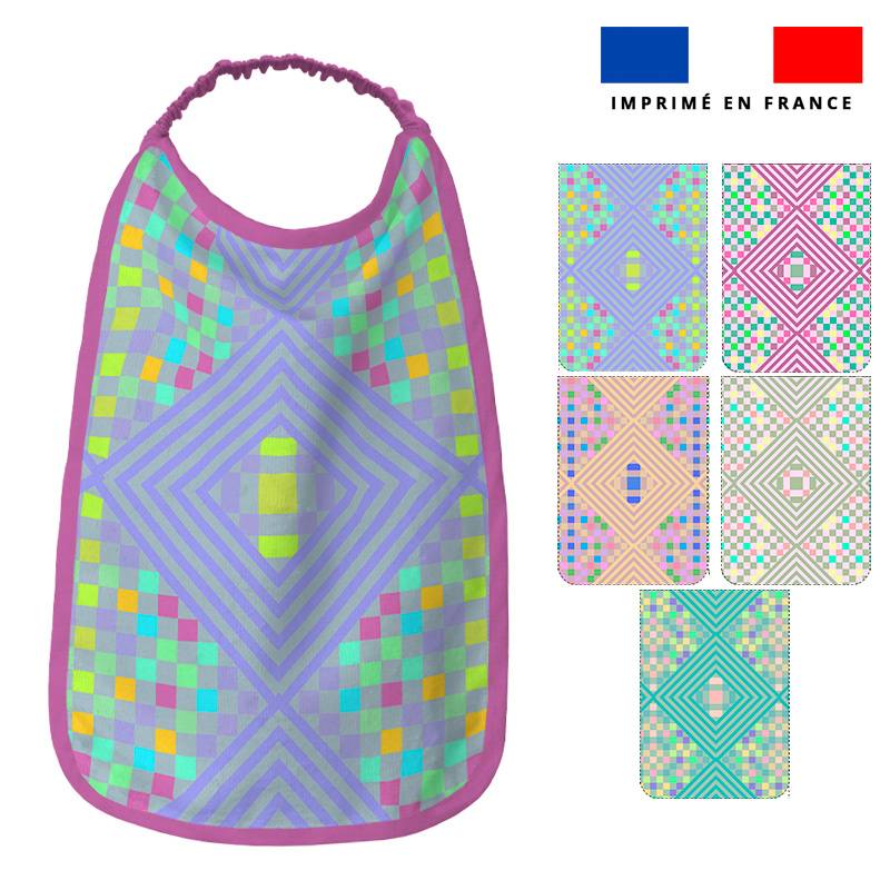 Lot de 5 coupons éponge pour serviettes de table pour enfant motif damier pixel - Création Lili Bambou Design