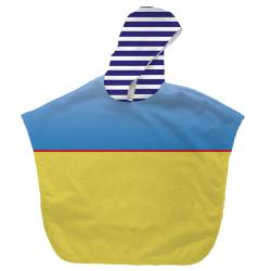 Kit poncho de bain bleu et jaune motif macareux - Création Stillistic