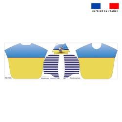 Kit poncho de bain bleu et jaune motif macareux - Création Stillistic