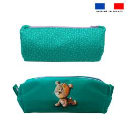 Kit trousse double compartiment motif bébé guépard + 1 trousse assortie - Création Stillistic