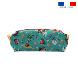 Kit trousse double compartiment motif hippo van + 1 trousse assortie - Création Stillistic