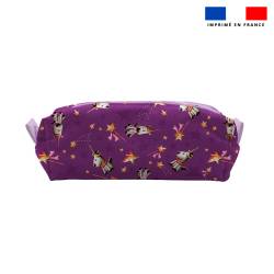 Kit trousse double compartiment motif licorne + 1 trousse assortie - Création Stillistic