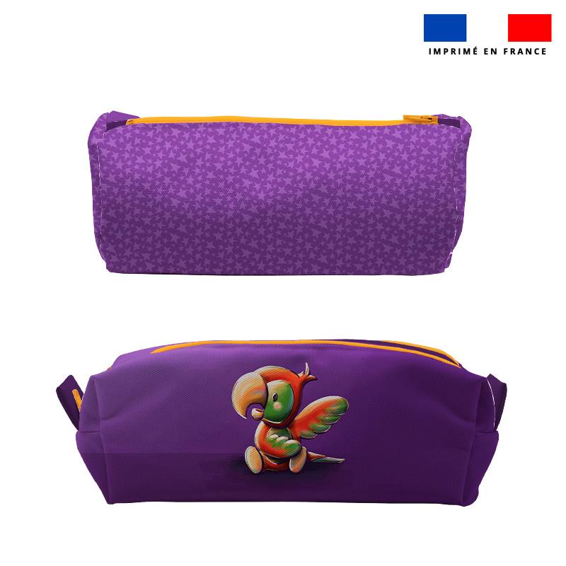 Kit trousse double compartiment motif perroquet + 1 trousse assortie - Création Stillistic