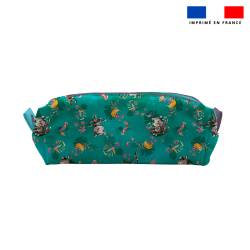 Kit trousse double compartiment motif singe + 1 trousse assortie - Création Stillistic