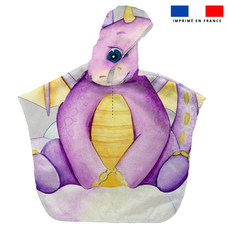 Patron imprimé sur tissu éponge pour poncho de bain motif dragon