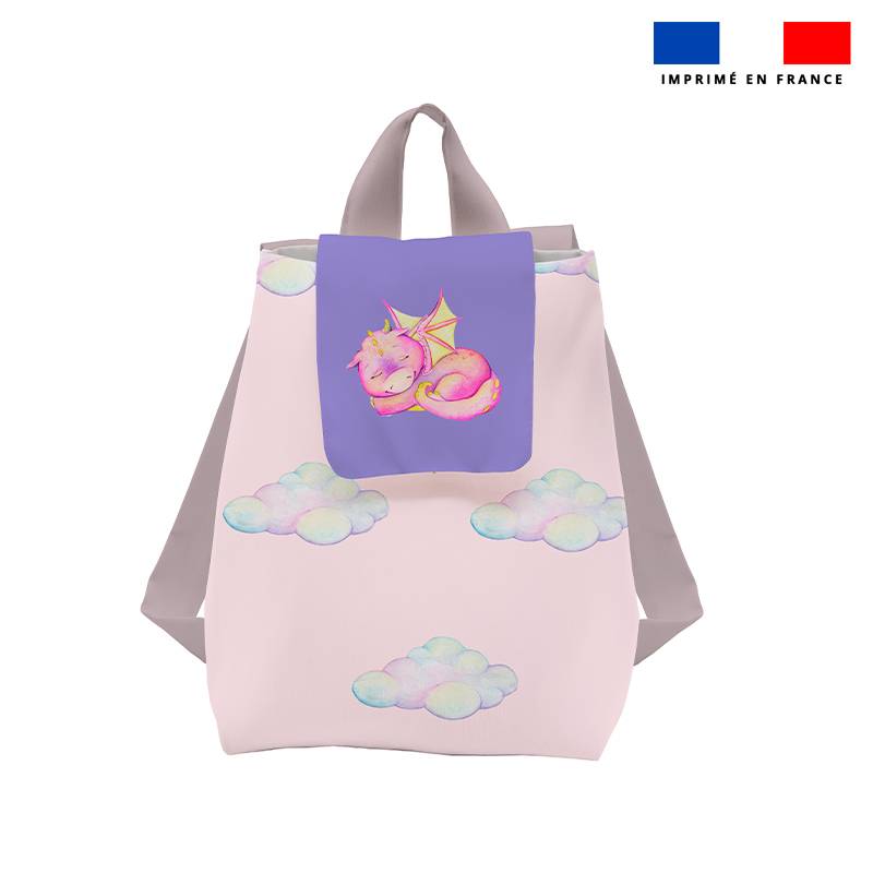 Kit sac à dos enfant rose motif dragon