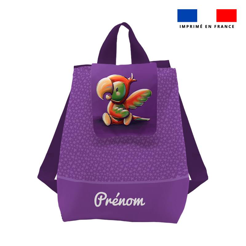 Kit sac à dos enfant personnalisé - Perroquet - Création Stillistic