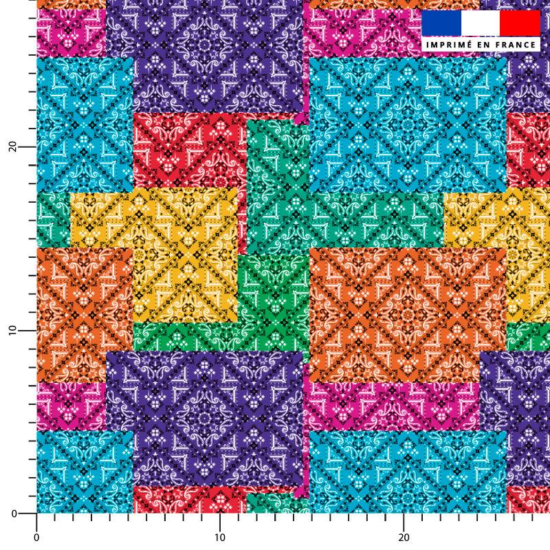 Bandana patchwork - Fond multicolore