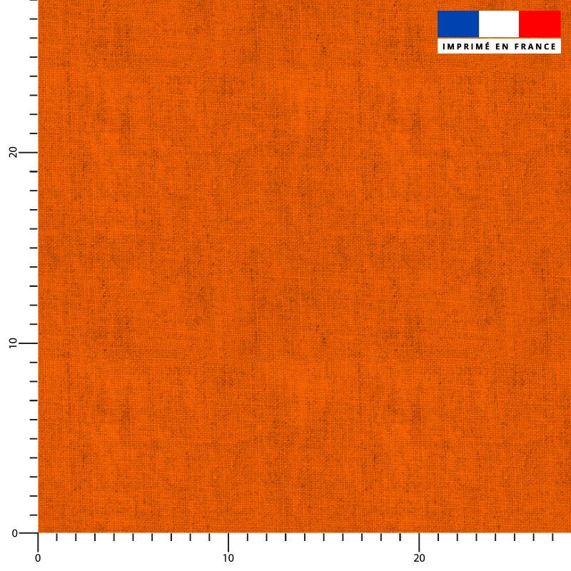 coupon - Coupon 250cm - Tissu imperméable aspect lin orange - Tissu imperméable 300gr/m² - 150 cm