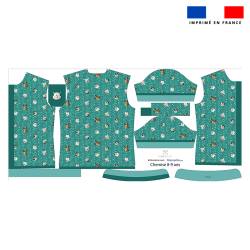 Patron chemise enfant bleu imprimé animaux du froid - Création Stillistic