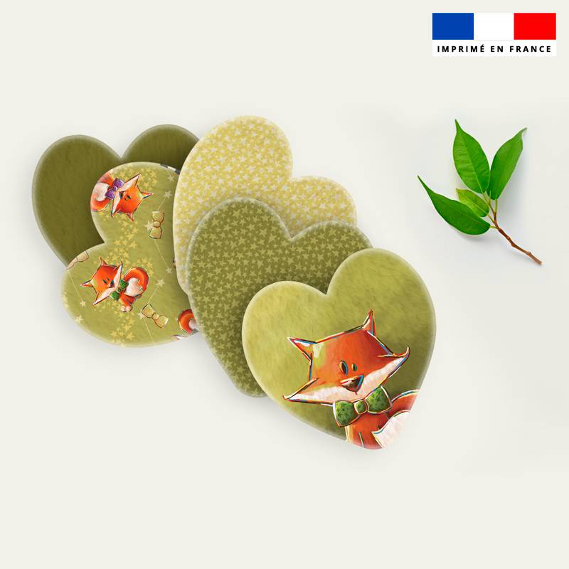 Coupon lingettes lavables coeurs motif renard - Création Stillistic