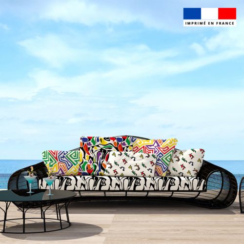 coupon - Coupon 160cm - Tissu imperméable motif psyché multicolore - Tissu imperméable 300gr/m² - 150 cm