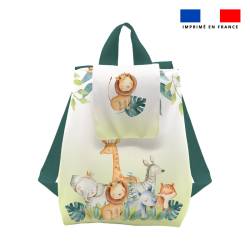 Kit sac à dos enfant motif safari animaux aquarelle