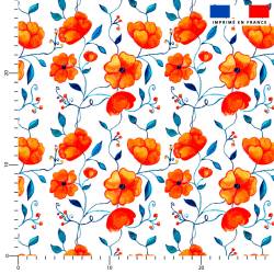 Floral orange - Fond blanc...