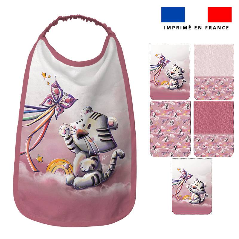 Lot de 5 coupons éponge pour serviettes de table pour enfant motif tigre blanc - Création Stillistic