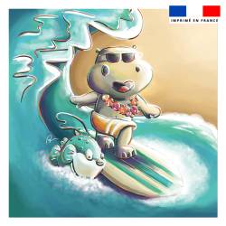 Coupon 45x45 cm imprimé hippo surf - Création Stillistic