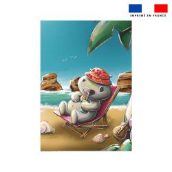 Coupon couverture imprimé hippo plage - Création Stillistic