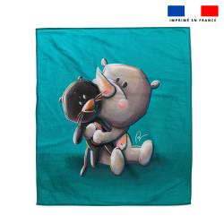 Coupon serviette de plage motif rhino et doudou - Création Stillistic