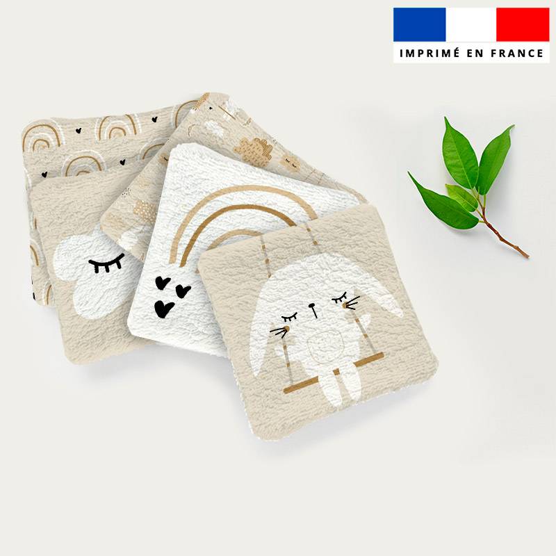 Coupon lingettes lavables motif lapin dans les nuages