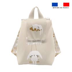 Kit sac à dos enfant motif lapin dans les nuages