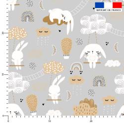 Lapin dans les nuages - Fond gris