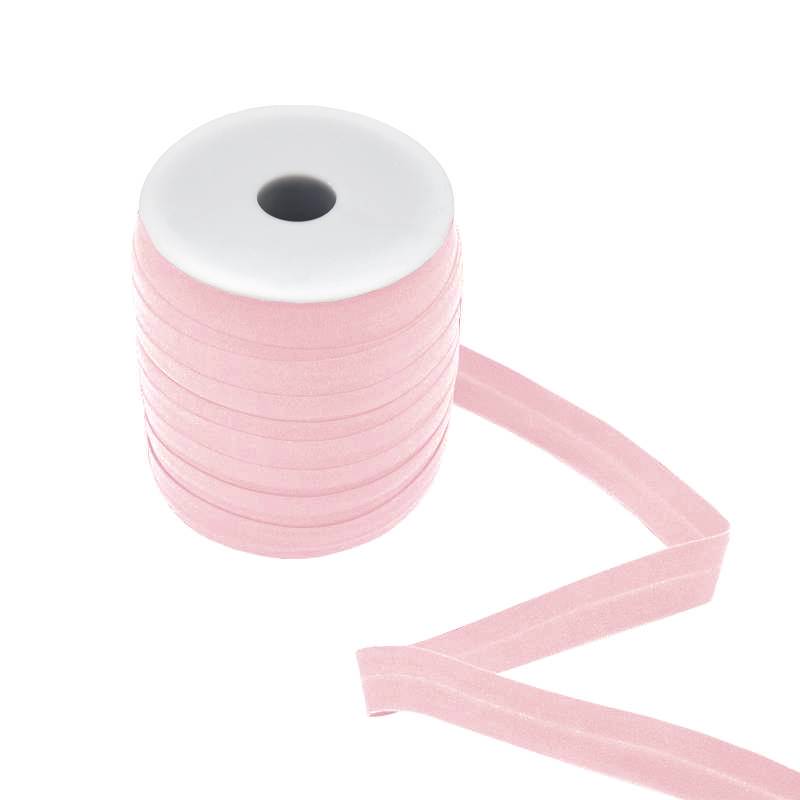 Bobine de 50m biais plat élastique pré-plié 20 mm rose pastel