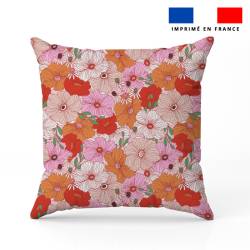 Dessin fleur vintage - Fond rose corail