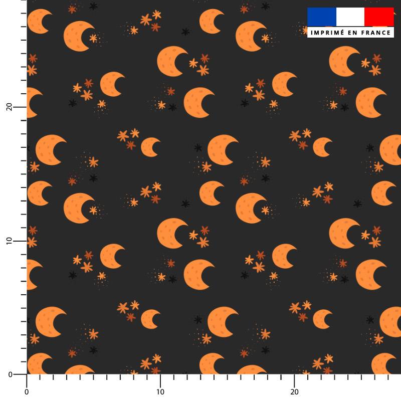 Lune et étoile orange - Fond noir