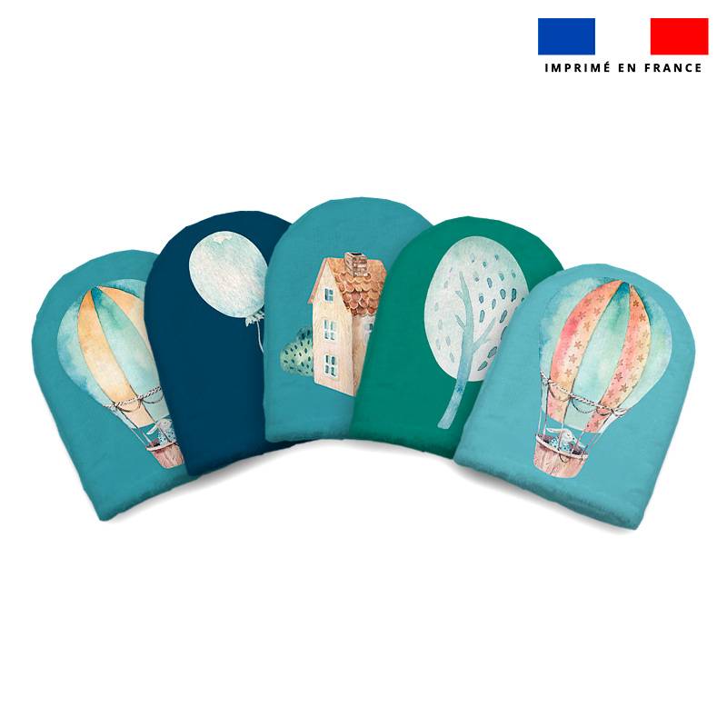 Kit mini-gants nettoyants motif montgolfière aquarelle