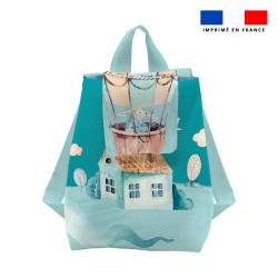 Kit sac à dos enfant motif montgolfière aquarelle