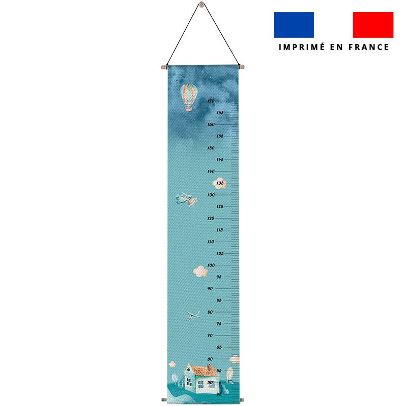 Coupon imprimé pour toise motif montgolfière aquarelle