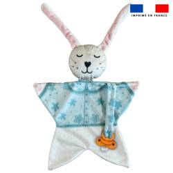 Kit doudou à coudre motif lapin montgolfière aquarelle