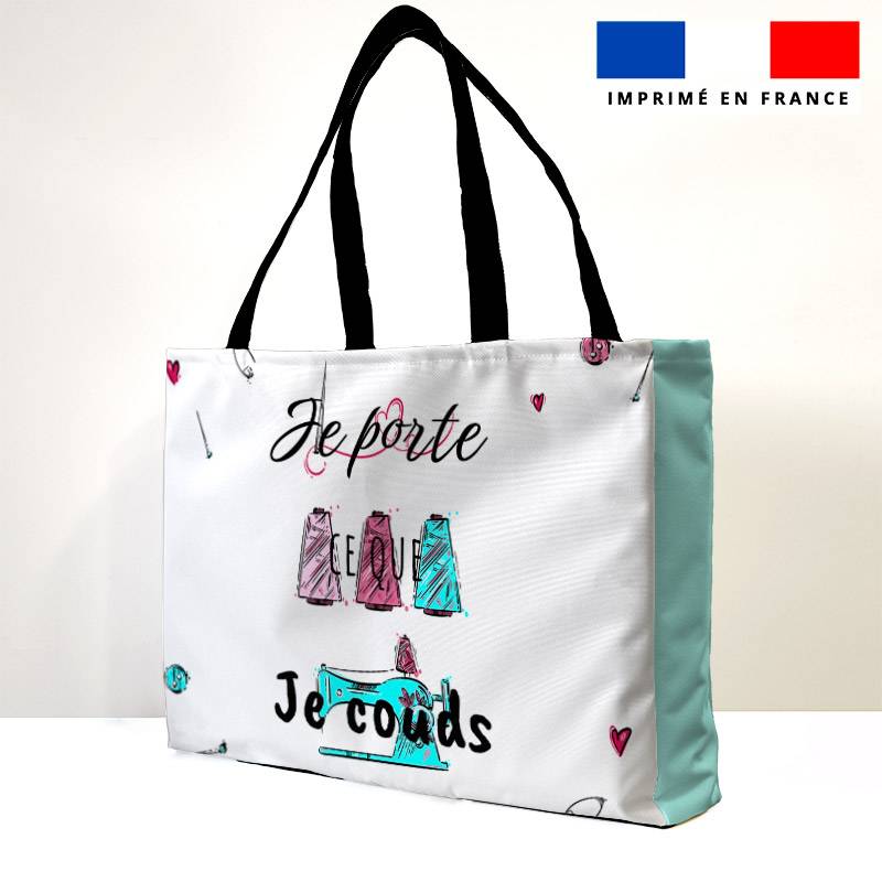 Kit couture sac cabas motif citation je porte ce que je couds