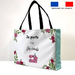 Kit couture sac cabas motif citation je porte ce que je couds