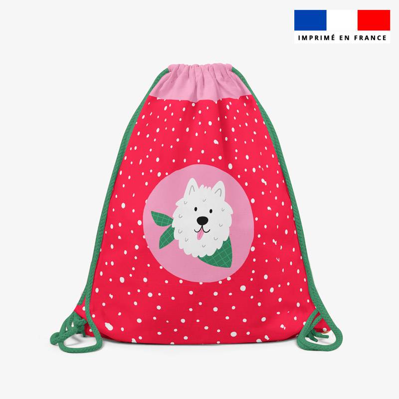 Kit sac à dos coulissant motif chien de Noel